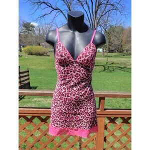 Victoria's Secret Pink Leopard Print Lace Chemise Slip Y2K Size Small